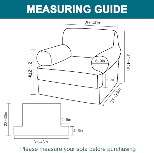 Turquoize T Cushion Chair Slipcover Armchair Slipcover for Living Room Stretc...