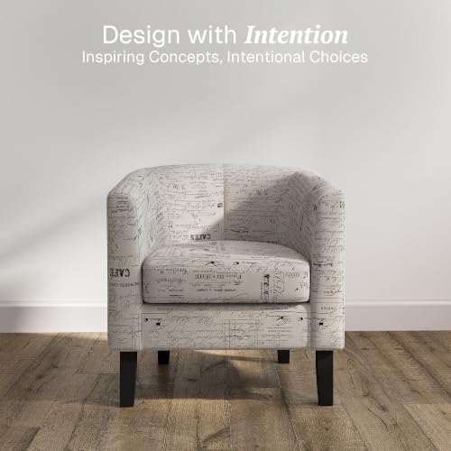 BELLEZE Accent Barrel Chair, Linen Round Chair Club Tub Sofa Corner Chair wit...