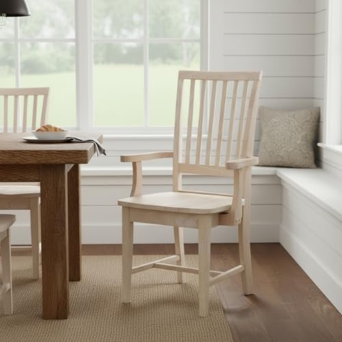 IC International Concepts Mission Arm Chair, Solid Wood, Unfinished