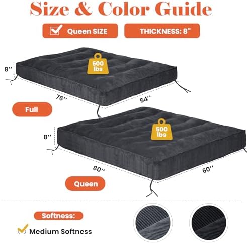 8" Futon Mattress Queen Size, Futons Sofa Bed Sleeper Couch Bed, Roll Up...