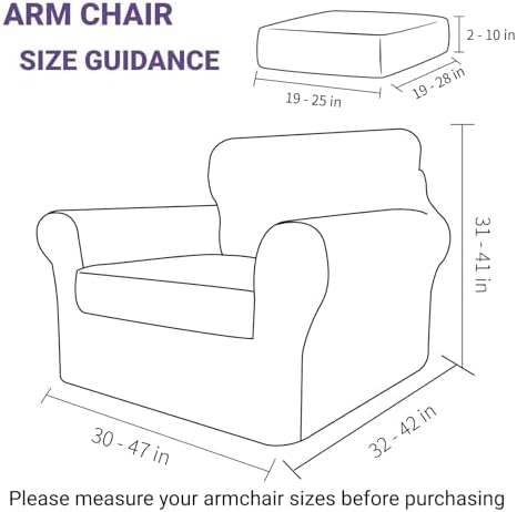 ZNSAYOTX Luxury Chair Slipcovers with Arms 2 Piece Stretch Chair Covers for L...