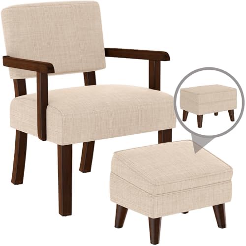 FAGAGA Accent Chairs with Adjustable Ottoman, Comfy Arm Footrest Set, Storage...