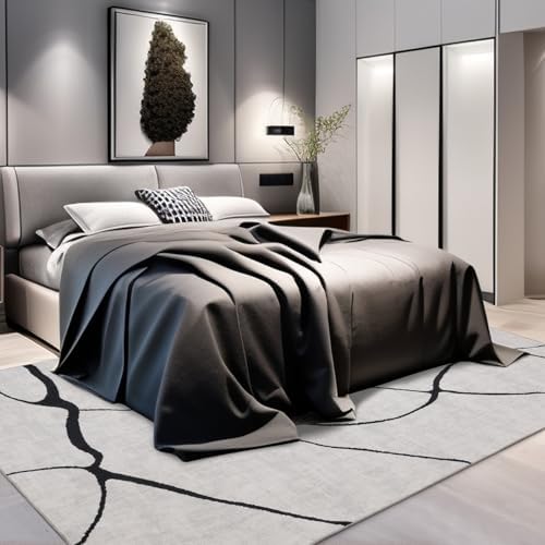 YIHOUSE 6x9 Washable Modern Abstract Black White Area Rug