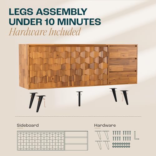 Bme Georgina Sideboard 2 Doors & 3 Drawers, Mid Century, Teak Brown, 61&q...