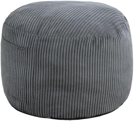 Round Stuffed Pouf Ottoman (Gray, 26" D x 26" W x 18" H)