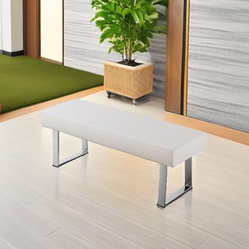 JIEXI 45.3" Upholstered PU Leather Bedroom Bench Footstool with Metal Legs