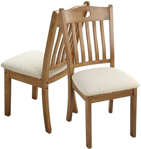 Fuloon Dining Chair Seat Covers Stretch Slipcovers, 6 Pack, Beige