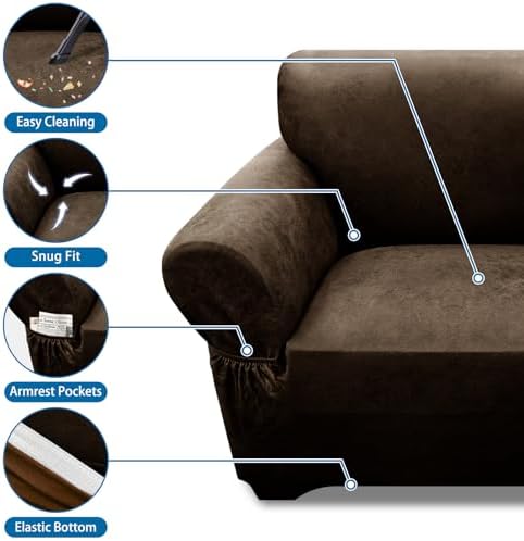 Single Sofa Cover Leather Look Chair Covers for Living Room 1-Piece Sofa Chai...