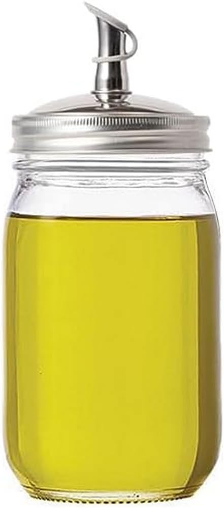 Jarware Stainless Steel Oil Cruet Lid, Regular Mouth Mason Jar Pour Spout Lid by Jarware