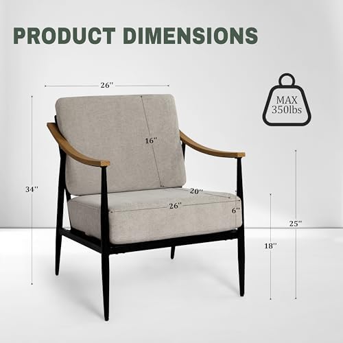 RNKSFX Modern Accent Chair for Living Room Bedroom Mid Century Arm Chair Upho...