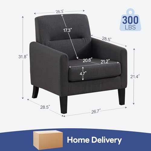 Accent Chair, Mid Century Modern Living Room Chairs Reading Chair Dark Grey
