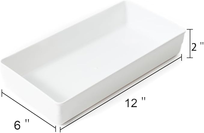 3 Pack White Plastic Drawer Organizer Tray Cutlery Utensil Makeups Drawer - Image 2
