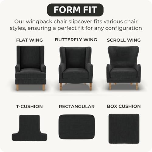 PAULATO BY GA.I.CO. Stretch Wingback Chair Slipcover 1-Piece – Bi-Elastic Win...
