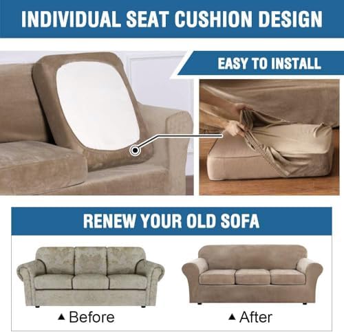 H.VERSAILTEX Rich Velvet Stretch 2 Piece Cover Chair Slipcover Sofa Cover Fur...