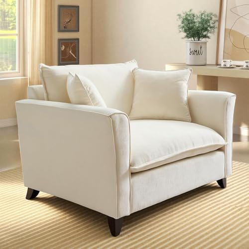 46.9" Chenille Upholstered Accent Chair Wide Seat for Living Room Bedroom