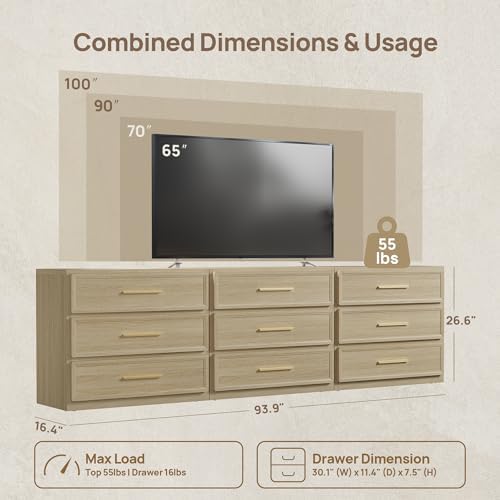 SICOTAS Oversized Nightstands Set of 3 for Bedroom - Storage Bedside Table