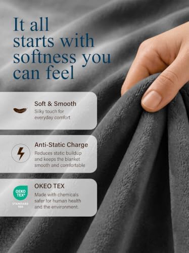 Utopia Bedding Fleece Bed Blanket California King Size Grey (102x96 Inch)