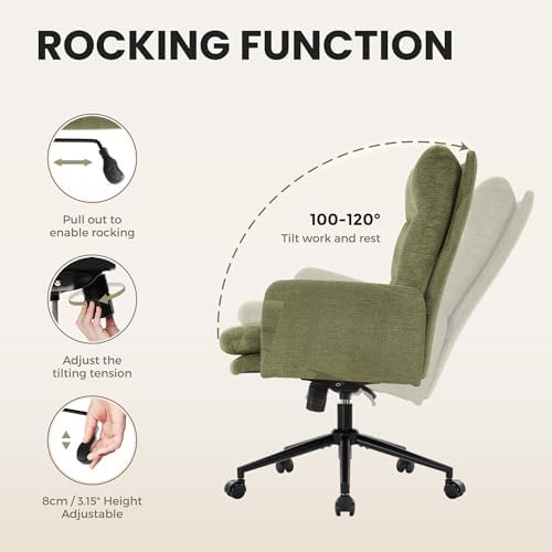 IWMH High Back Home Office Chair,Comfy Desk Chair with Armrests Green