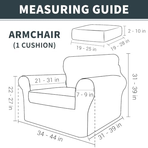 ZNSAYOTX 2 Piece Stretch Chair Slipcovers with Arms (34"-44") New-H...