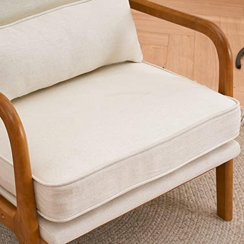 Bonnlo Fine Beige Accent Chairs Set of 2, Upholstered Mid Century Modern Loun...