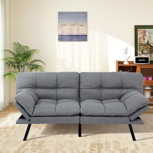 MUUEGM Futon Sofa Bed Memory Foam Futons Modern Office Couch Sleeper Bed Conv...