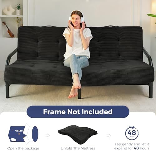 MAXYOYO Foldable Mattress, 8-Inch Tufted Futon Mattress with Handles