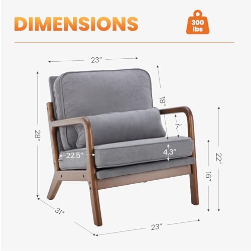 DUMOS Mid Century Accent Chairs Set of 2, 16'' Seat Height Lounge Chair