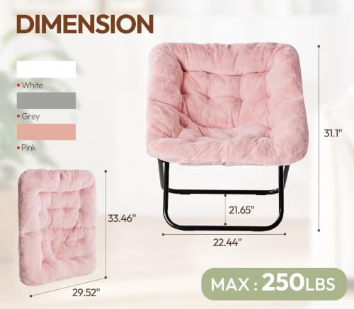 Alpen Foldable Saucer Chair, Comfy Lounge Chair Reading Chair, Pink