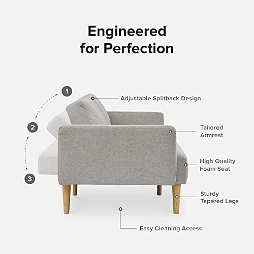 mopio 76.4" Futon (Light Gray Fabric, Chevron Styled)