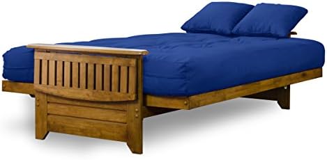 Brentwood Tray Arm Futon Frame, Drawers, and Royal Blue Mattress Set - Queen,...
