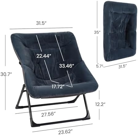 Comfy Saucer Chair for Adults, Soft Faux Fur Bedroom Chair, Accent Dorm Chair...
