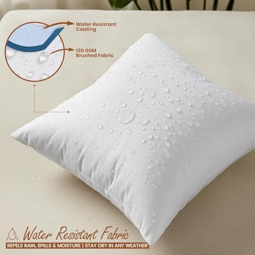 Utopia Bedding 26x26 Outdoor Pillows, Water Resistant Throw Pillows, 2-Pack | Outdoor Throw Pillows, Water Repellent, Decorative Pillow for Patio Furniture & Porches, Plush & Supportive, Pack of 4, White