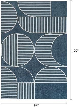 JONATHAN Y Nordby High-Low Arch Striped Navy/Cream Indoor/Outdoor Area Rug, 8...