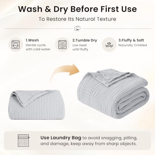 Love's cabin 100% Cotton Muslin Blanket, 6 Layer Lightweight Breathable G...