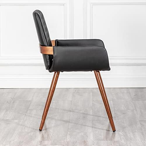 LUNLING Mid Century Modern Faux Leather Dining Chairs Set of 2, Black, Uphols...