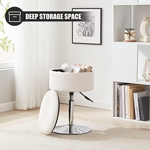 Adjustable Vanity Stool with Storage Swivel Vanity Chair Makeup
