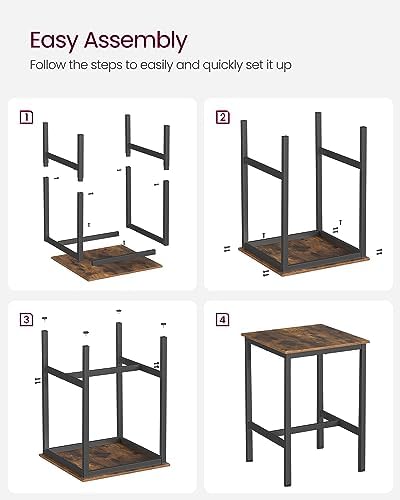 VASAGLE Bar Table, Kitchen Dining, High Top Pub, Square, Steel Frame