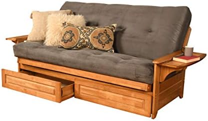 Kodiak Furniture Phoenix Futon With Storage Drawers, Suede Gray