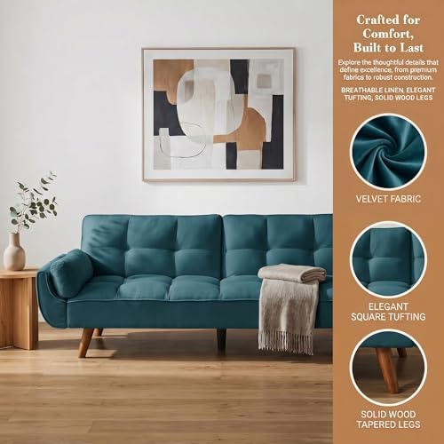 NicBex Convertible Futon Sofa Bed, Modern Style Loveseat Futon Couch with Adj...
