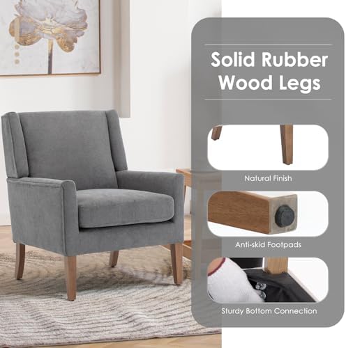 COLAMY Modern Wingback Living Room Chair, Upholstered Fabric Accent Armchair,...