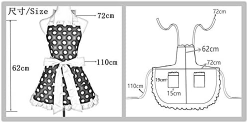 Hyzrz Cute Apron Retro Black Polka Dot Retro Ruffle Side Vintage Cooking Aprons - Image 9