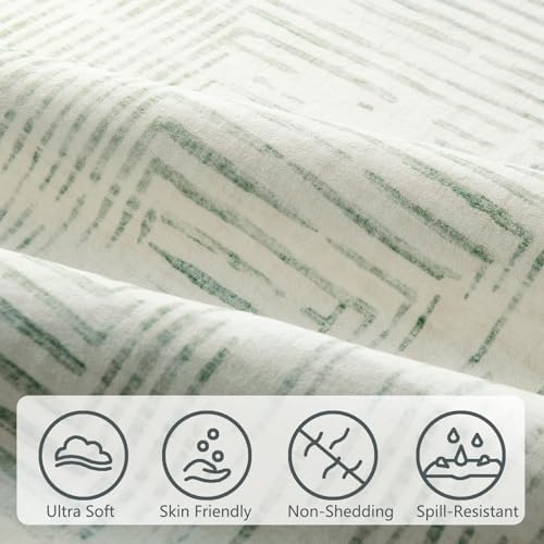 BLISSA 8x10 Area Rugs for Living Room - Soft Washable Geometric Sage Green