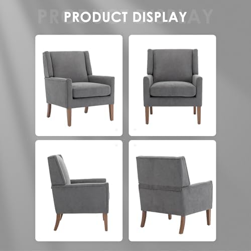 COLAMY Modern Wingback Living Room Chair, Upholstered Fabric Accent Armchair,...