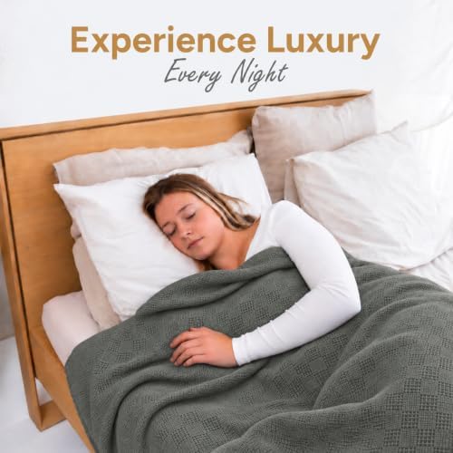 100% Cotton Blanket King Size Thermal Blanket (108"x90") - Lightwei...