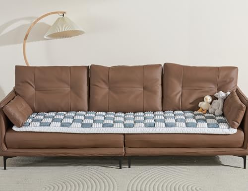 Dog Couch Cover Protector For Couches, Quilted Washable Non-Slip, Blue Gray | Couch Covers For Dogs, Couch Cover Checkered, PP Cotton Filling, Machine Washable for Sofa, Window Seat and Floor