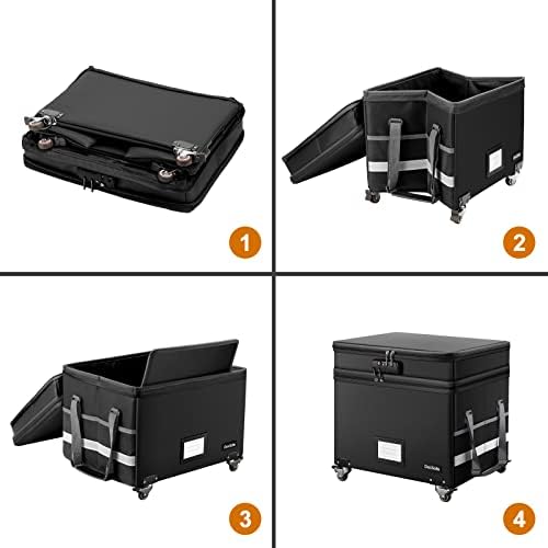 DocSafe Fireproof Document Box with Lock,2-Layer File Box with Wheels,Collaps...