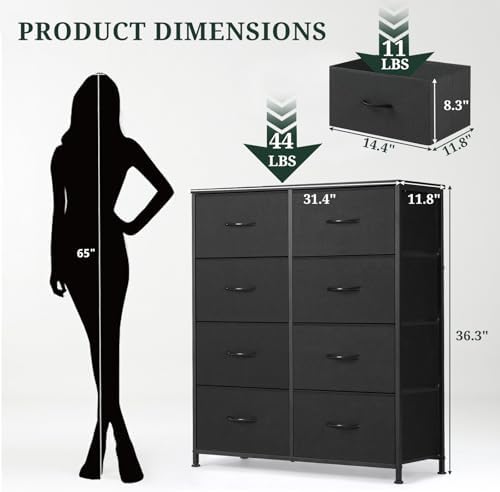 8-Drawer Dresser for Bedroom, Anti-Tip Tall Storage Organizer