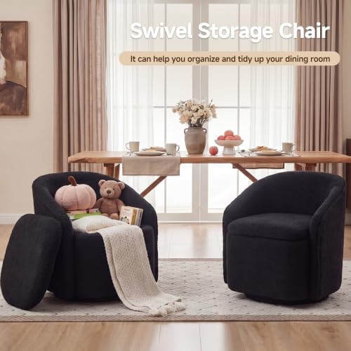 Swivel Accent Chair,Vanity Stool with Storage 360 ° Rotation Teddy Fleece Com...