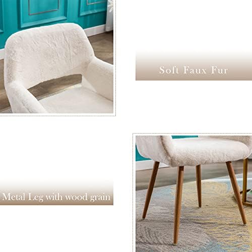 KCC Desk Chair No Wheels Makeup Vanity Chair for Living Room,1PC,White