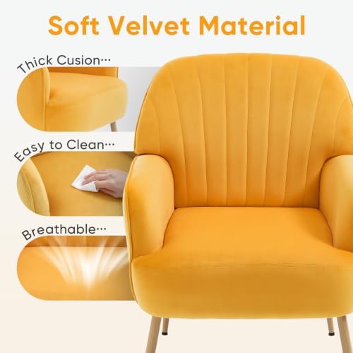 Velvet Accent Chair, Mid Century Modern Accent Chairs for Living Room, Comfy ...